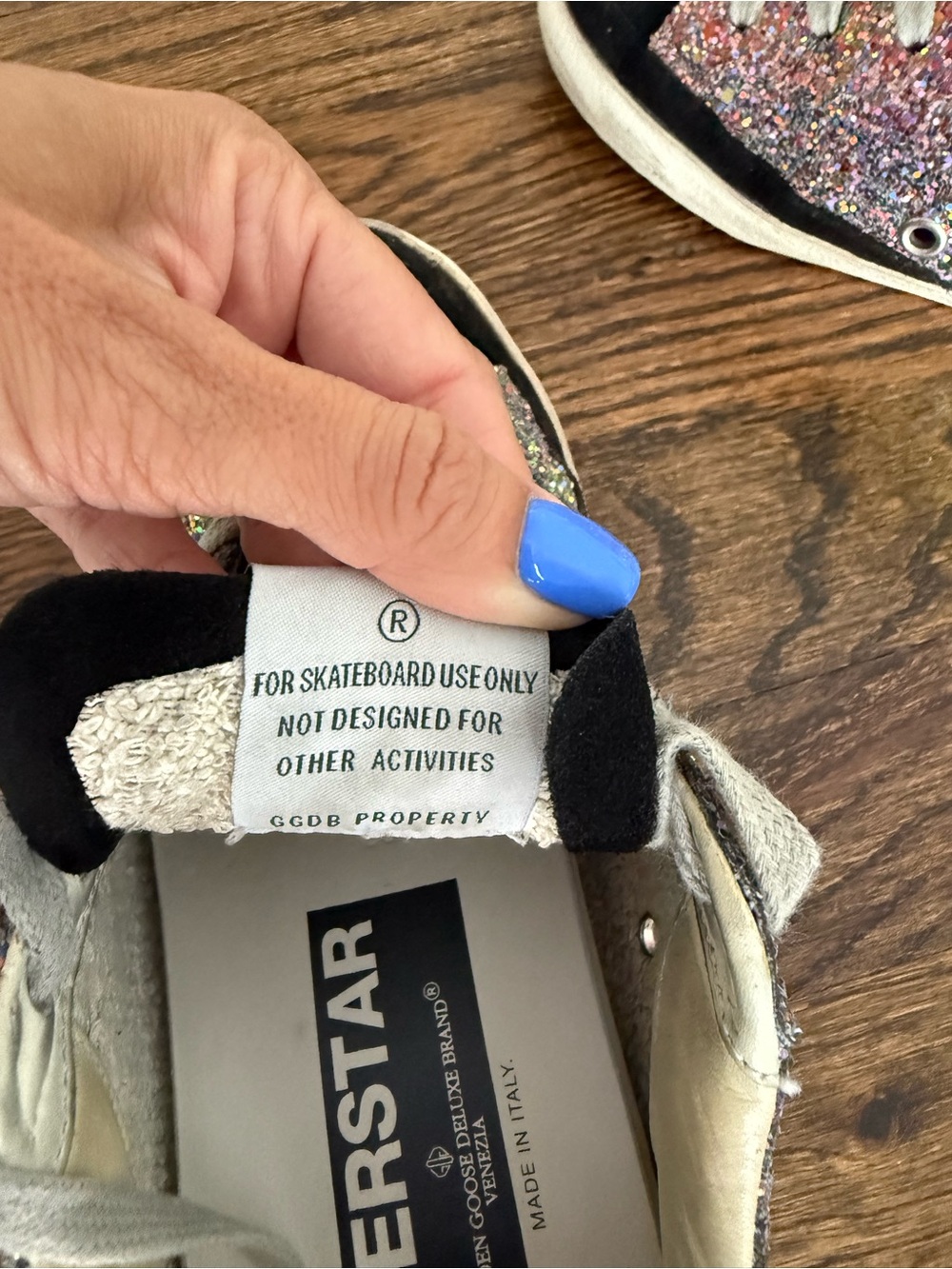 Golden Goose Holographic Glitter Sneakers with Blue Star Sz 35 - Picture 4 of 12